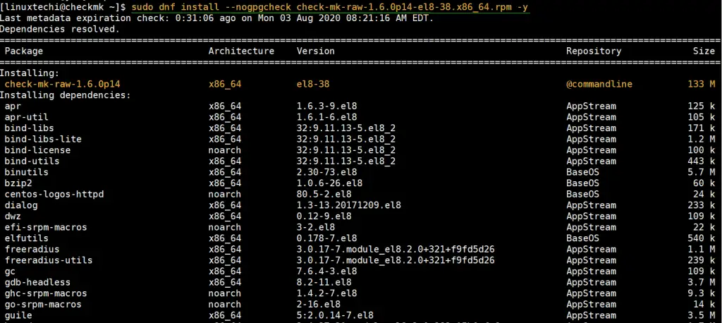 dnf-localinstall-checkmk-centos8