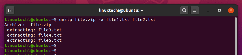 exclude-files-while-unzipping-linux