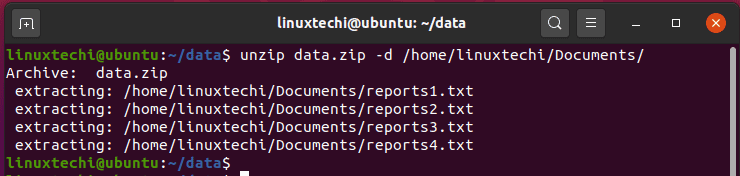 unzip-file-to-differnt-directory
