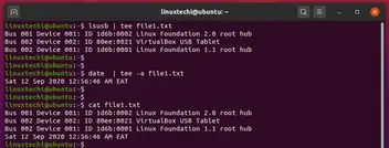 Linux and Unix tee command tutorial with examples