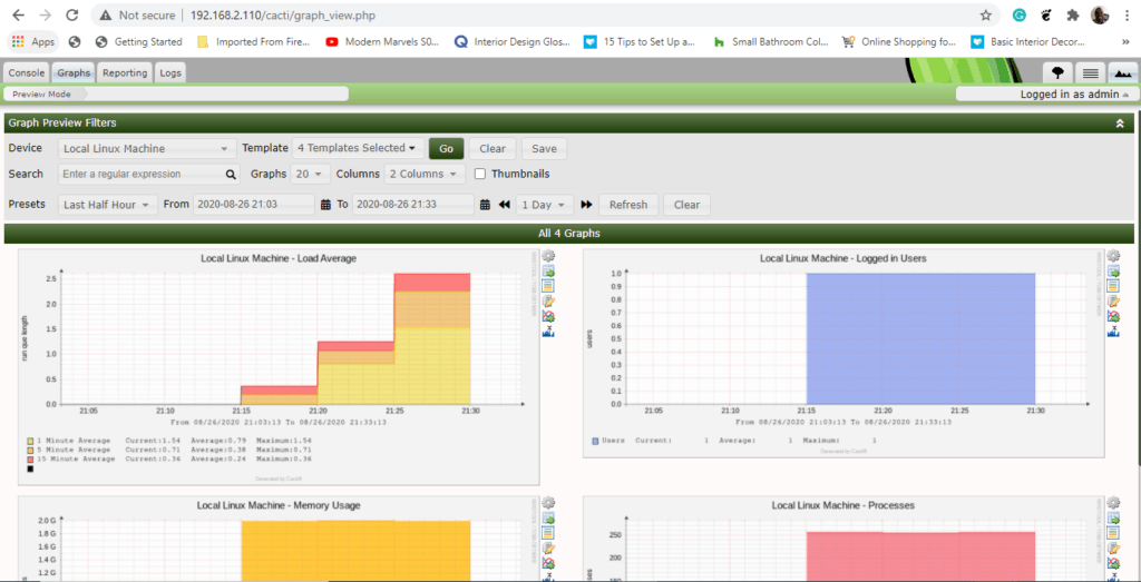 Graphs-Cacti-dashboard-CentOS8