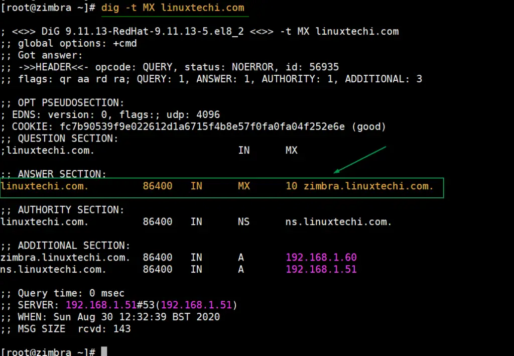 Query-MX-Record-Zimbra-dig-command-CentOS8