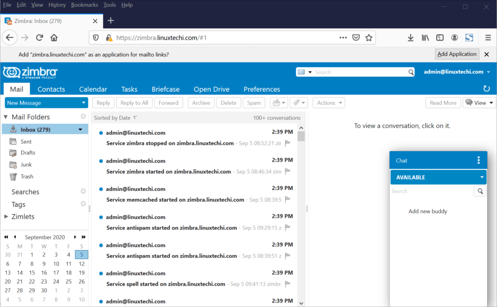 Zimbra-Web-Client-Inbox