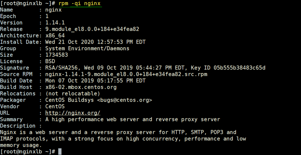 NGINX-Info-rpm-command-linux