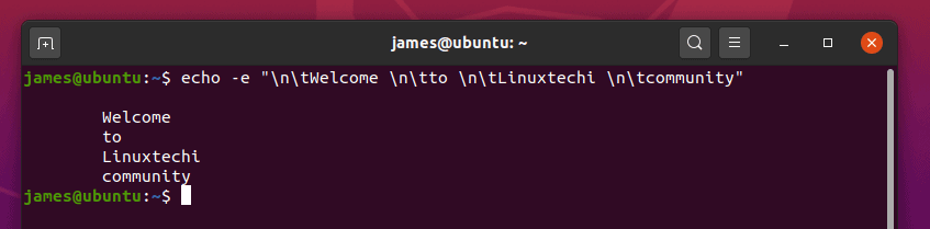 New-Line-Tab-Space-Echo-Command-Linux