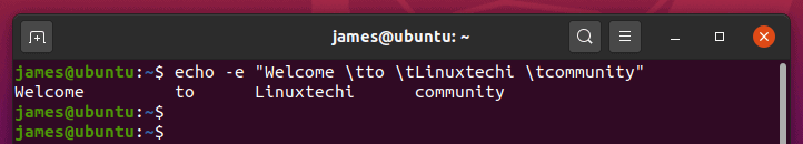 Tab-Space-Echo-command-output-linux