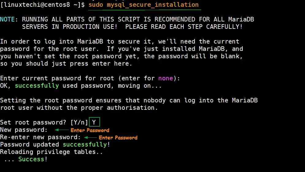 mysql-secure-Installation-centos8-part1