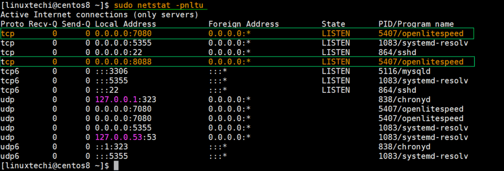 netstat-command-openlitespeed-centos8