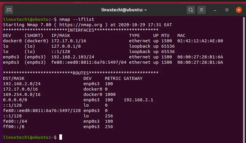 nmap-list-interface-routes