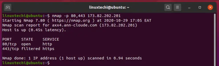 linux network scanner command open port