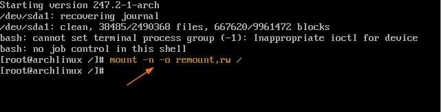 Mount-slash-filesystem-read-write-mode-archlinux