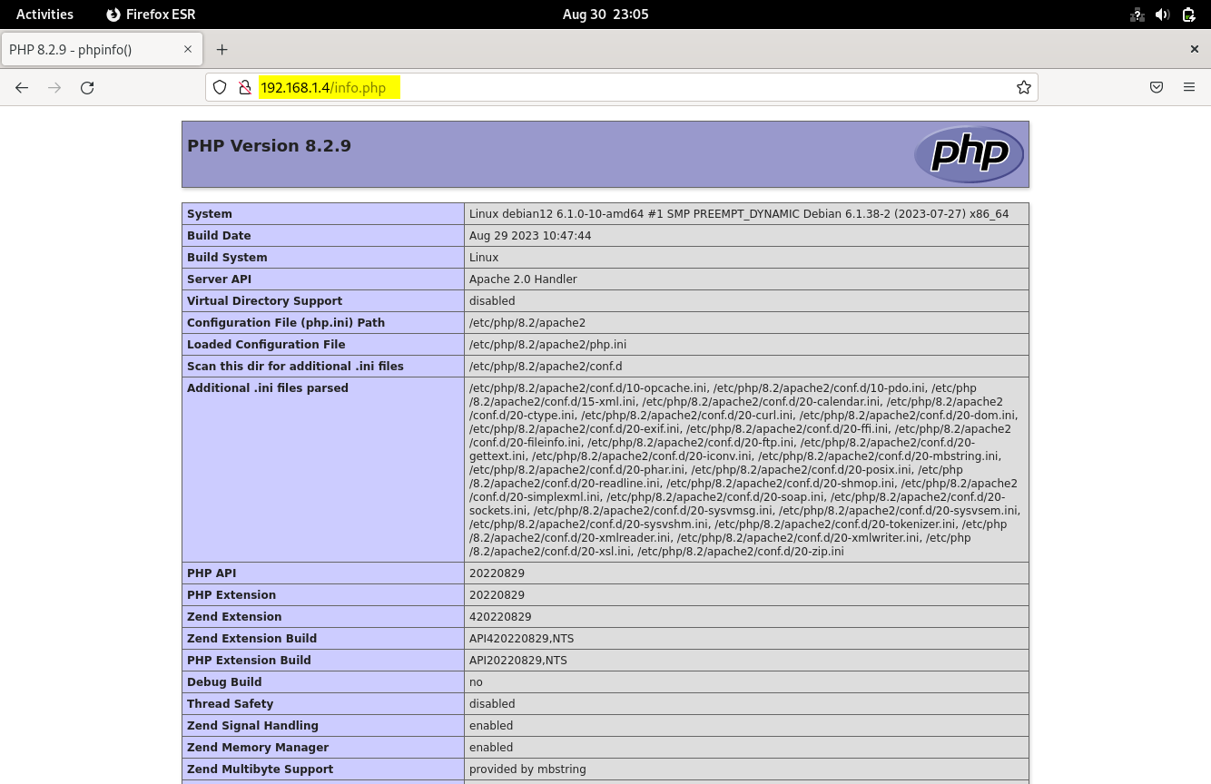 PHP-Info-Page-Debian12