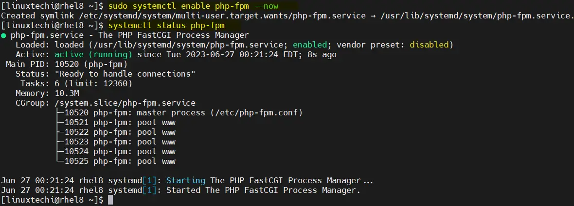 Start-php-fpm-service-rhel8