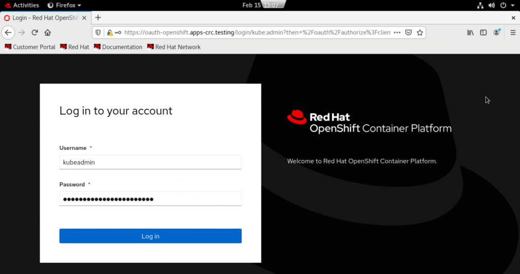 OpenShift-WebConsole-Login-RHEL8