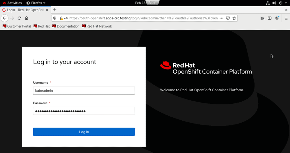 OpenShift-WebConsole-Login-RHEL8