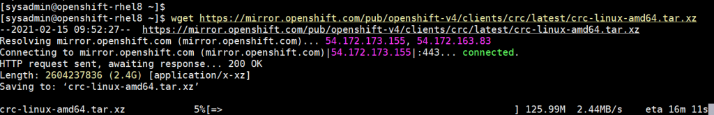 download-lastest-crc-rhel8