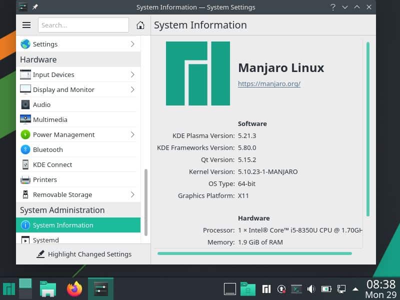 KDE-Desktop-Screen-Manjaro21
