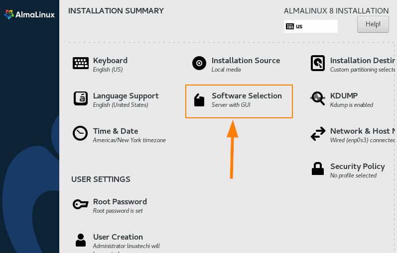 Default-Server-GUI-Selection-AlmaLinux8-Installation