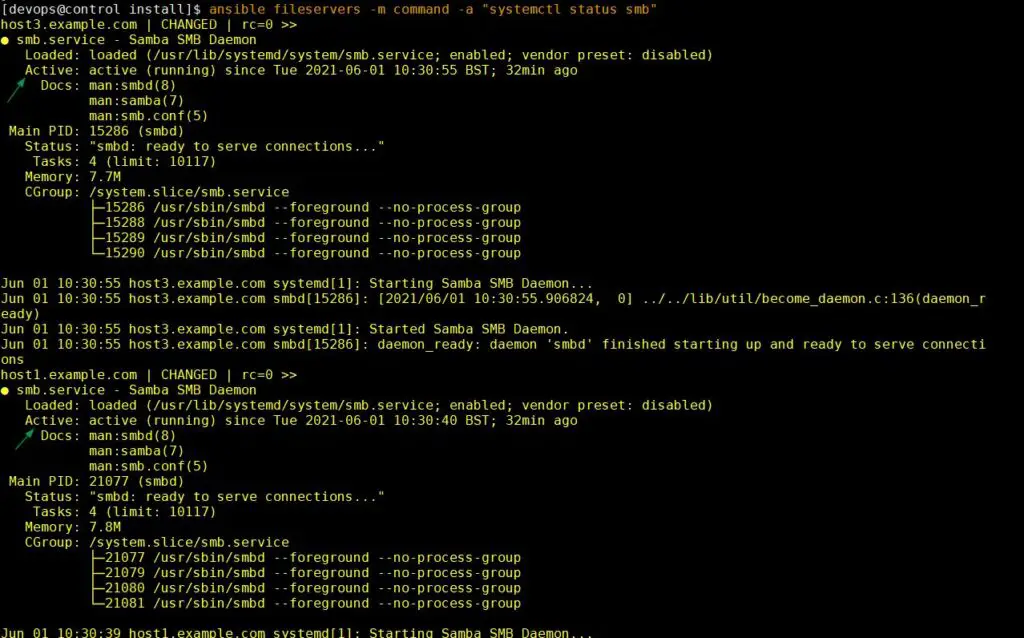 Ansible-Ad-hoc-command-verify-samba-installation