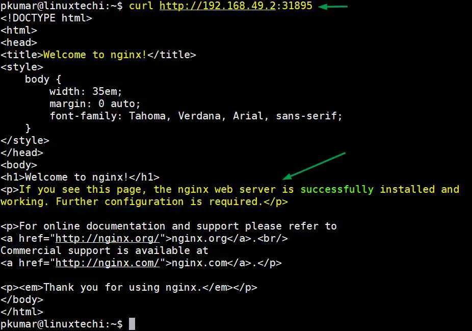 Curl-nginx-deployment-testing