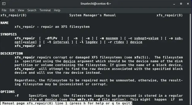 man-xfs-repair-command-linux