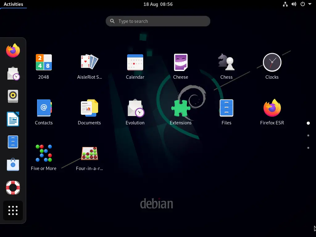 Desktop-Screen-after=Debian11-Installation