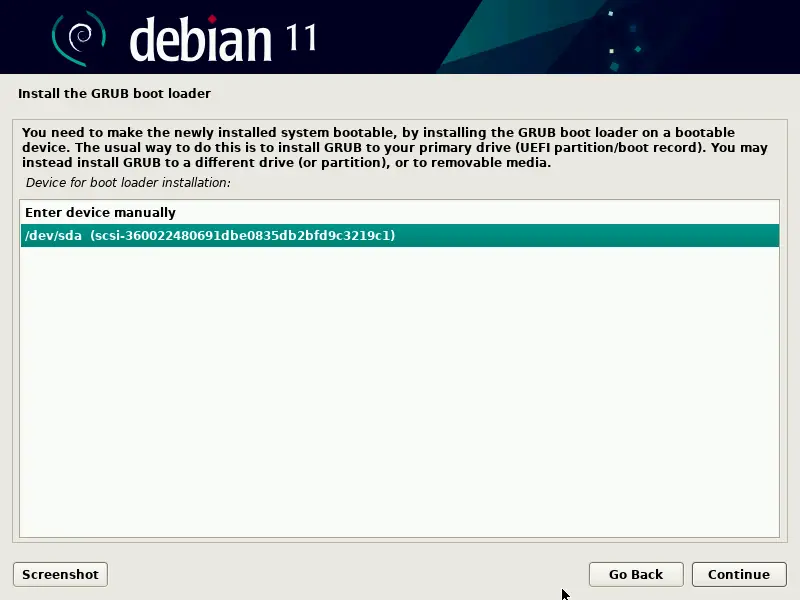 Disk-for-Grub-Bootloader-Debian11
