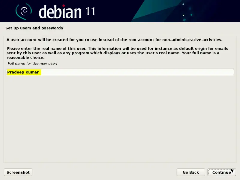 Full-Name-Local-User-Debian11-Installation