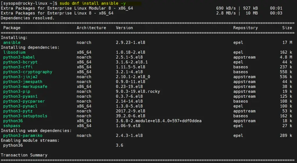 Install-Ansible-with-dnf-command-rocky-linux