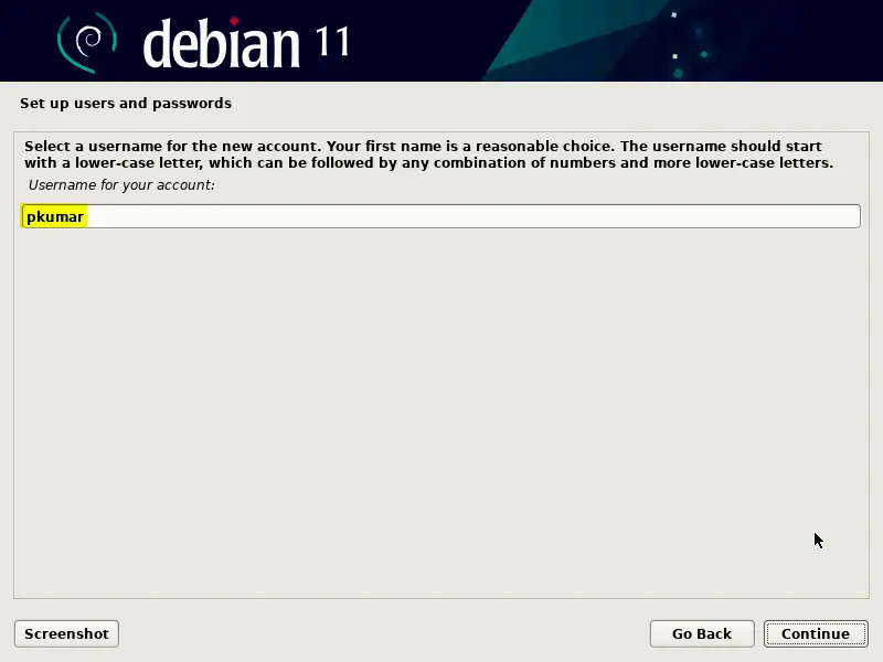 UserName-Debian11-Installation