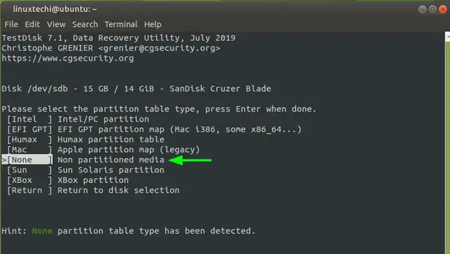 Non-Partitioned-Media-Testdisk-Tool