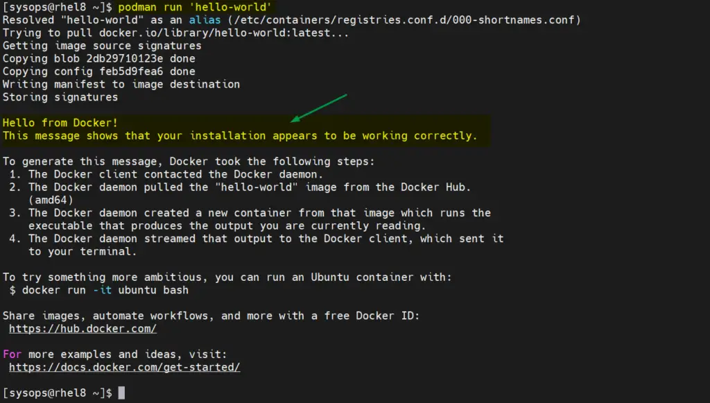 podman-installation-verification-rhel8