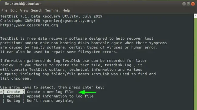 testdisk-create-option-linux