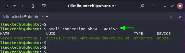 Active-connection-nmcli-command
