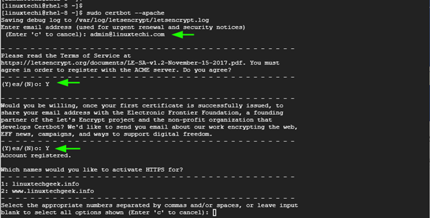 Certbot-Apache-Command-Output-RHEL
