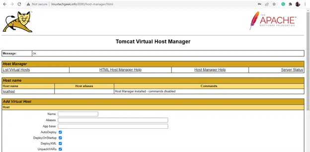Tomcat-Virtual-Host-Manager-Debian