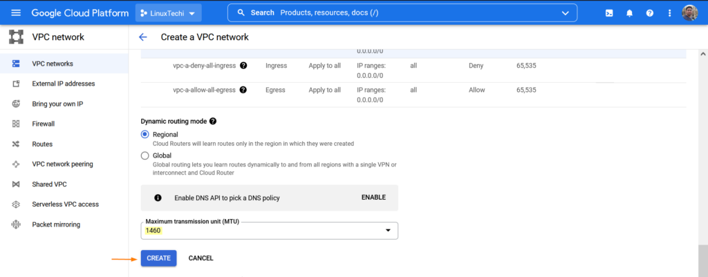 Choose-MTU-Create-VPC-GCP