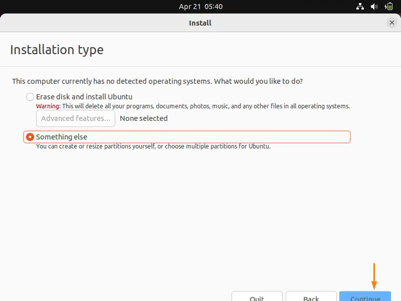 Something-else-option-Ubuntu-22-04-Installation