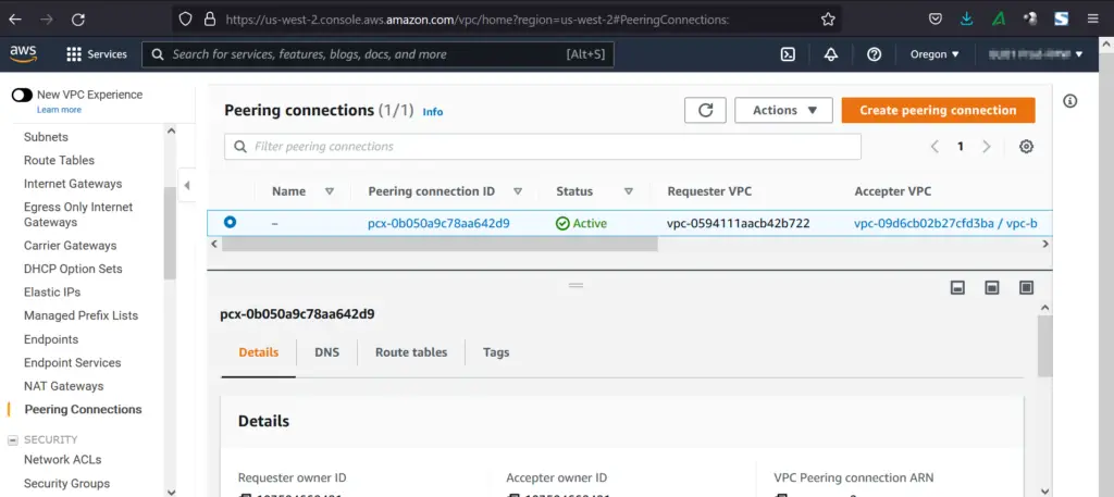 Active-VPC-Peering-Connection-AWS