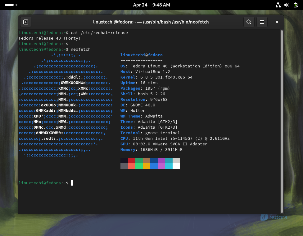 Fedora40-Details-After-Installation