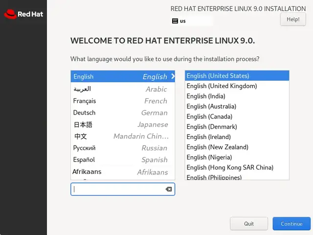 Language-Selection-RHEL-9-Installation
