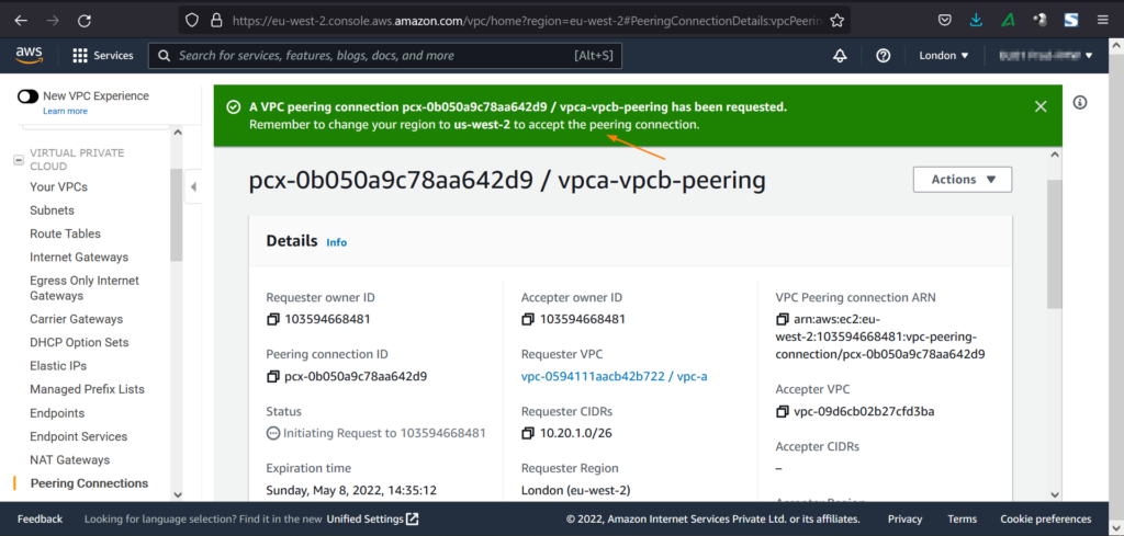 Peering-connection-page-after-request-aws