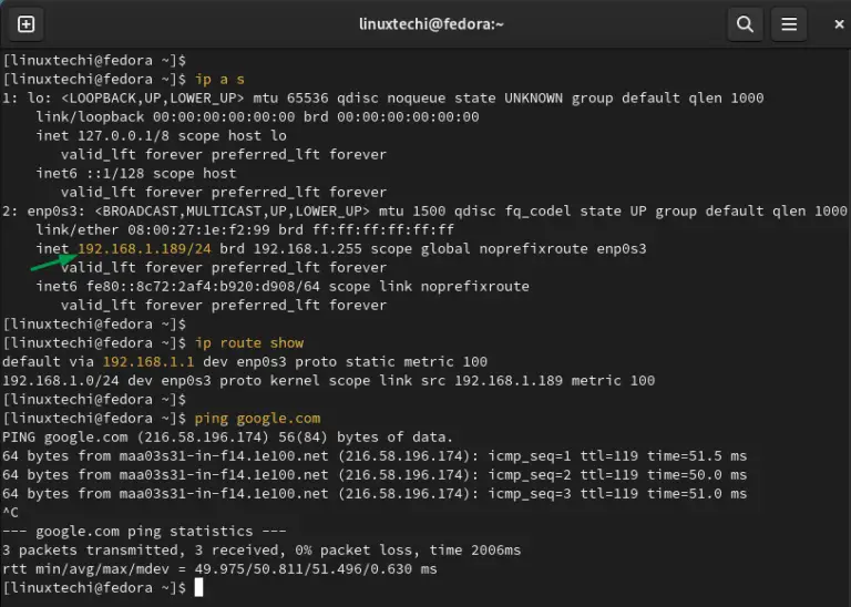 set static ip fedora 34