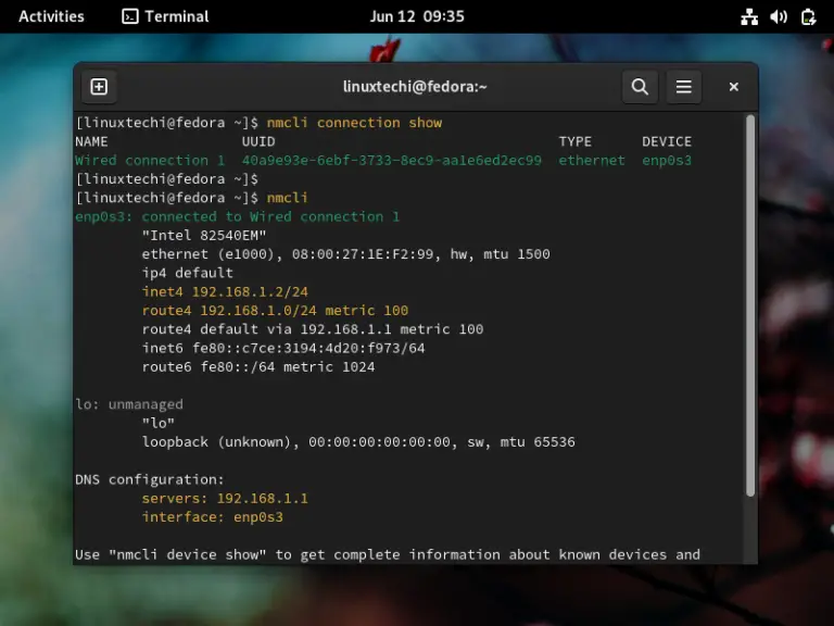 set static ip fedora 34