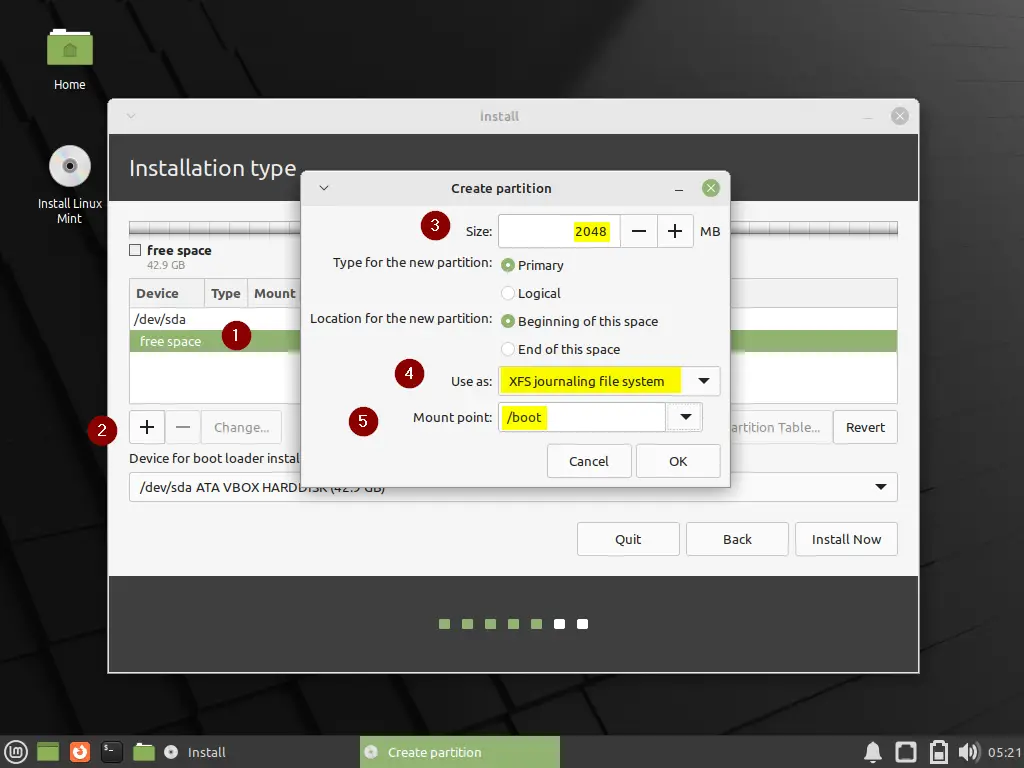 Boot-Partition-During-Linux-Mint21-Installation