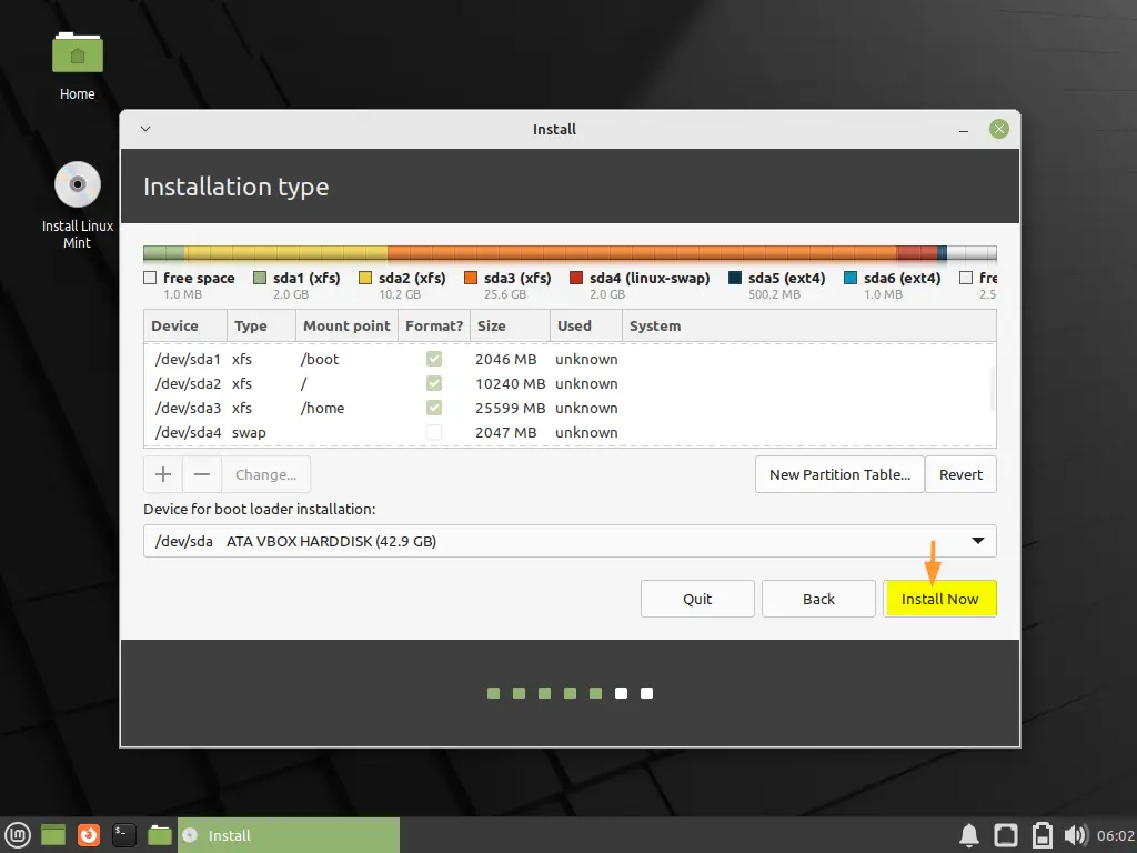 Click-On-Install-Now-Option-Linux-Mint21-Installation