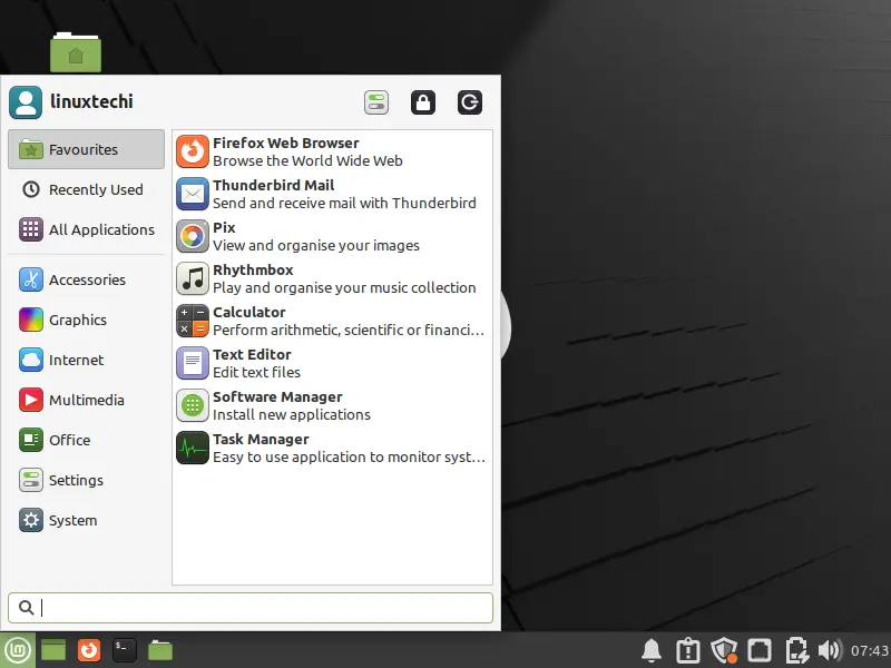 Desktop-screen-Linux-Mint21