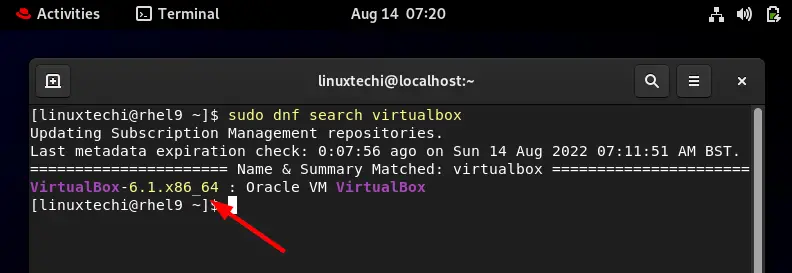 Dnf-Search-VirtualBox-RHEL9