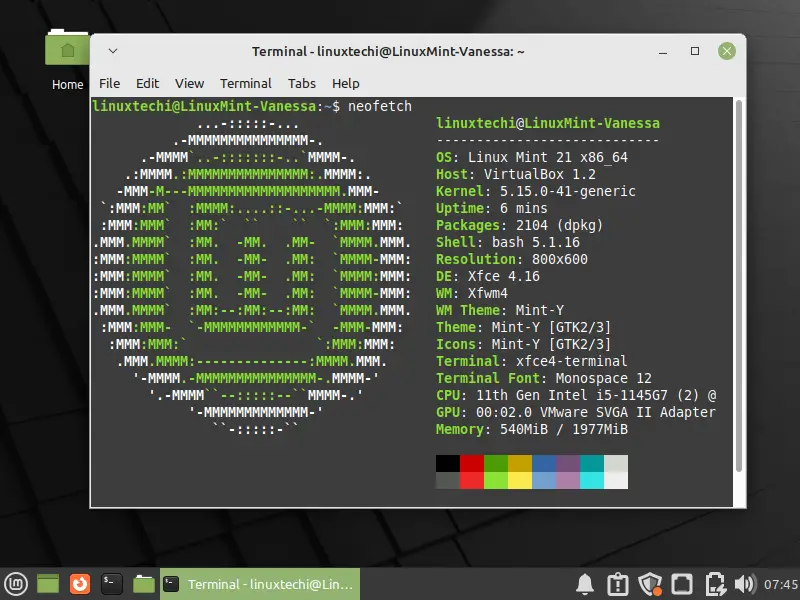 Neofetch-Command-Verify-Linux-Mint21-Installation