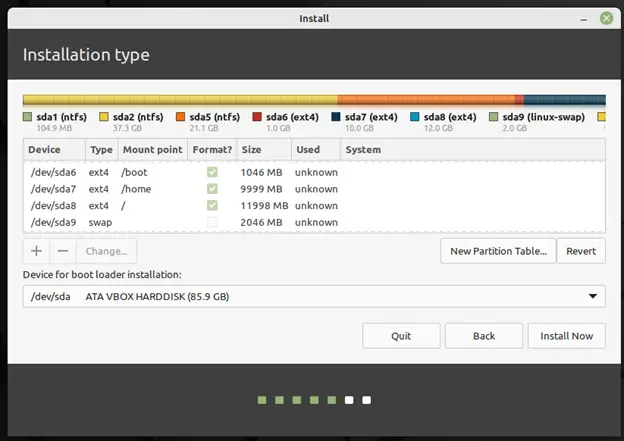 Partition-Table-After-LinuxMint21-Partitions
